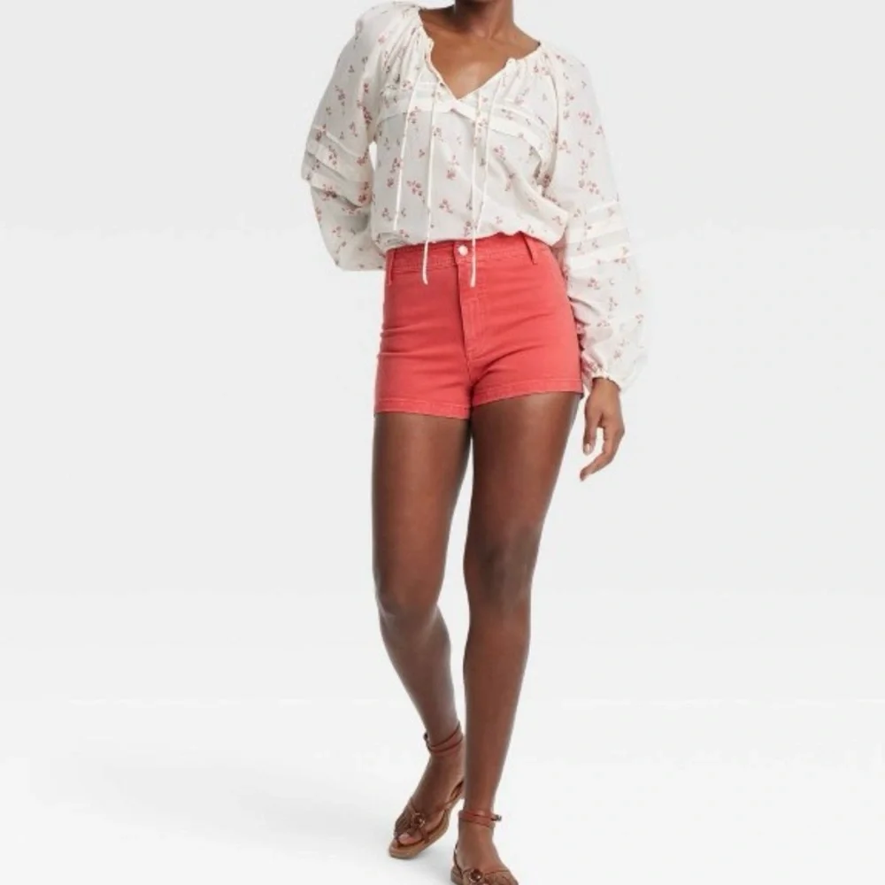 Universal Thread Red High Rise Sailor Denim Shorts - Picture 6 of 6